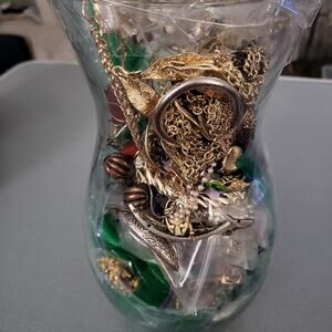 MIXED LOT 5 lbs Crafters Mixed Jewelry Making Jar Mixed Metals & Materials